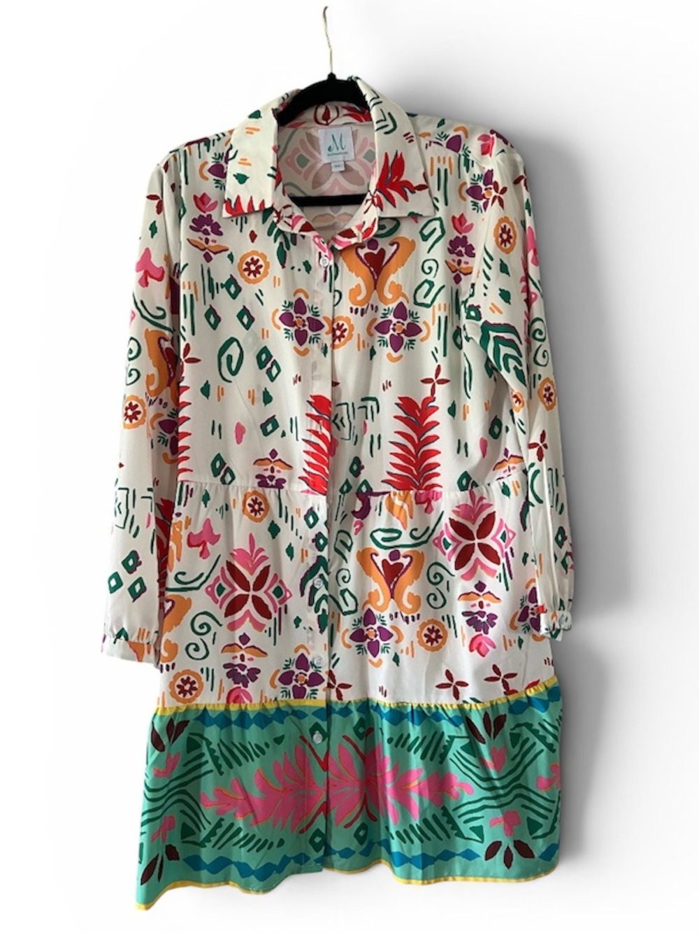 Multicolor Floral Button-Front Midi Dress